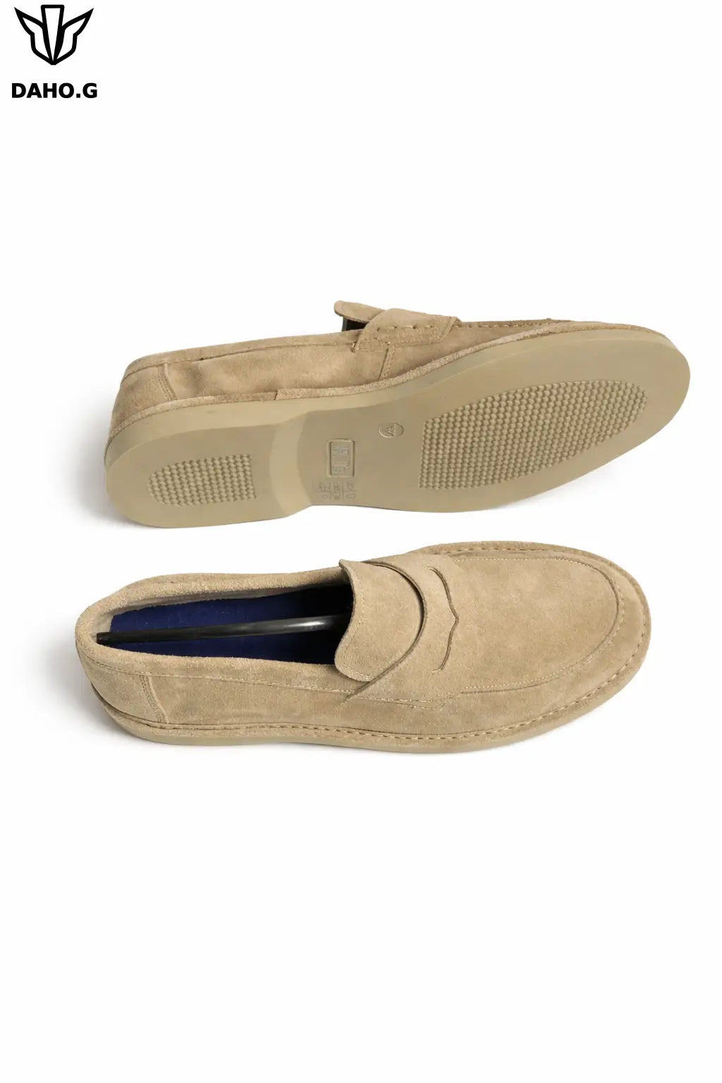 Mocassins homme cuir velours beige sable DAHO.G