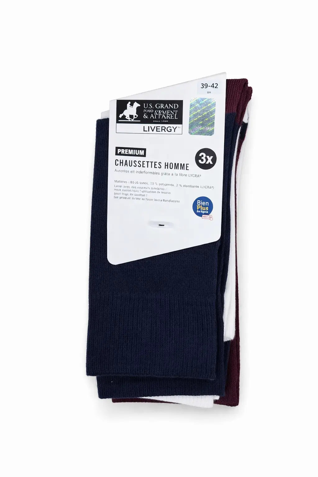 Paquet de 3 paires de chaussettes US GRAND POLO DAHO.G