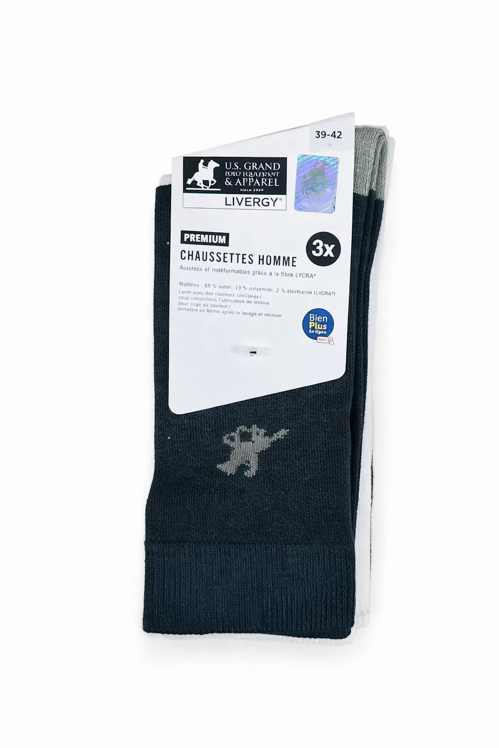 Paquet de 3 paires de chaussettes US GRAND POLO DAHO.G